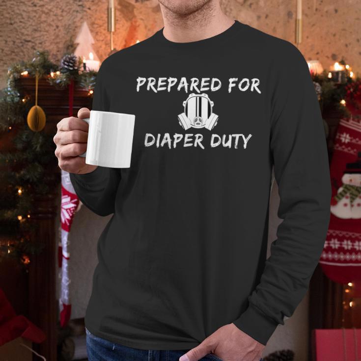 New Dad Prepared For Diaper Duty Saying Quote Men Long Sleeve T-Shirt