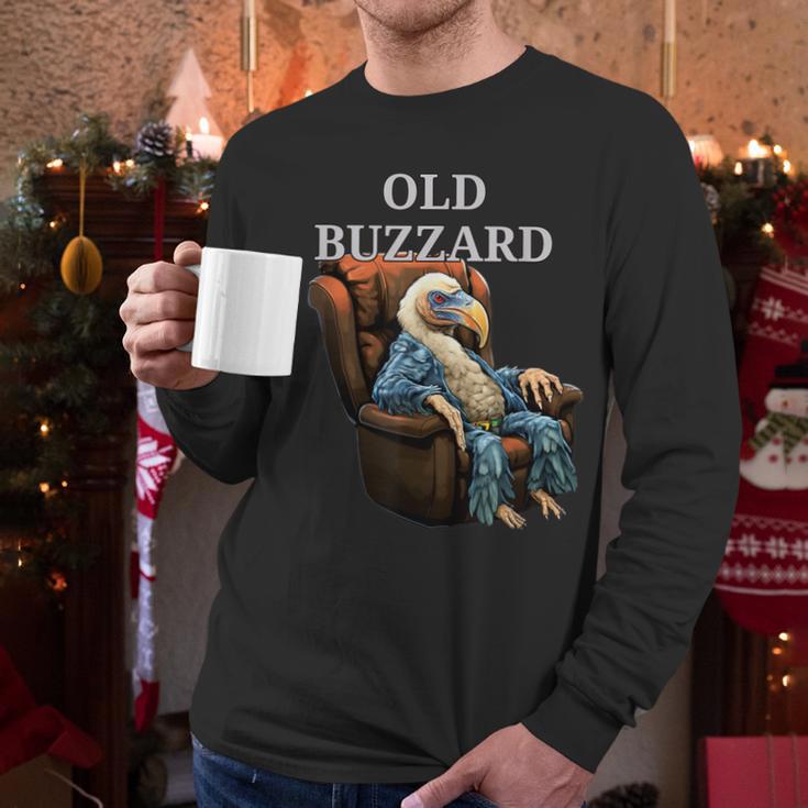 Old Buzzard Bird Old Man Grandpa Recliner Dads Joke Men Long Sleeve T-Shirt