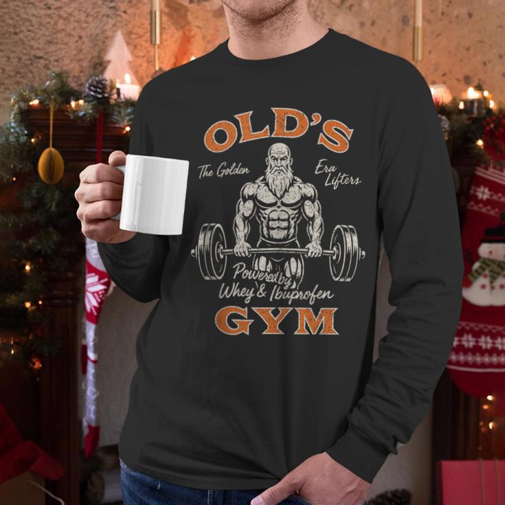 Old's Gym Logo Workout Dad Grandpa Weightlifting Old Men Gym Men Long Sleeve T-Shirt Old's Gym Logo Workout Dad Grandpa Weightlifting Old Men Gym Men Long Sleeve T-Shirt