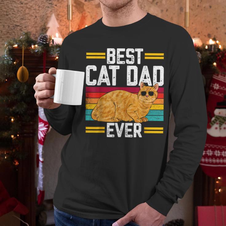 Orange Cat Best Cat Dad Ever Orange Tabby Cat Men Long Sleeve T-Shirt