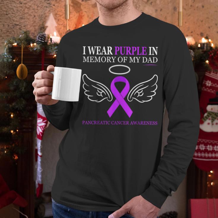 Pancreatic Cancer I Wear Purple In Memory Of My Dad Men Long Sleeve T-Shirt