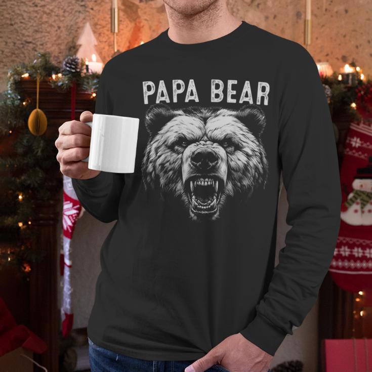 Papa Bear Best Idea Fathers Day Bear For Men Dad Men Long Sleeve T-Shirt