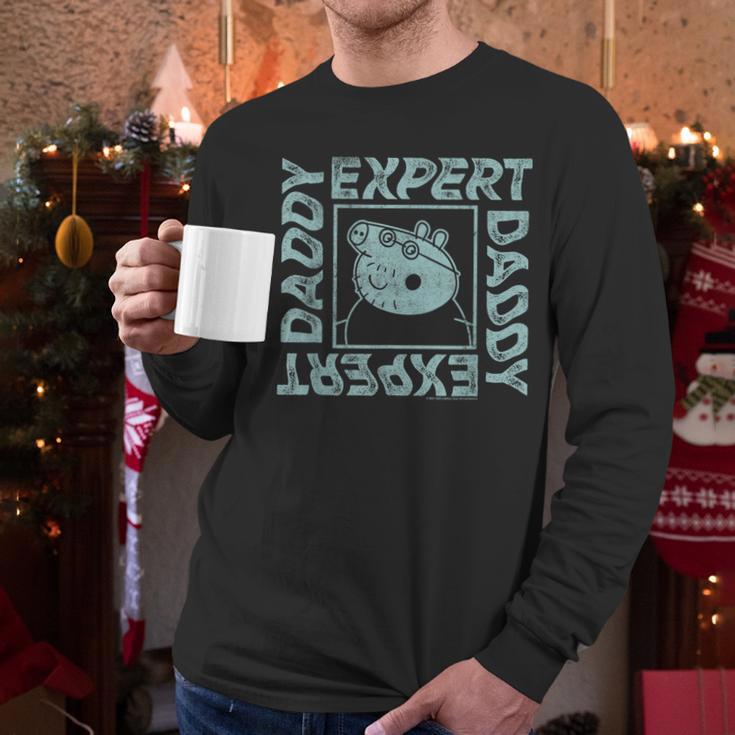 Peppa Pig Father's Day Expert Daddy Vintage Faded Box Logo Men Long Sleeve T-Shirt Peppa Pig Father's Day Expert Daddy Vintage Faded Box Logo Men Long Sleeve T-Shirt
