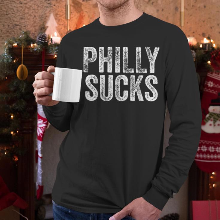 PHILLY SUCKS Philadelphia Hate City Gag Humor Dad Men Long Sleeve T-Shirt