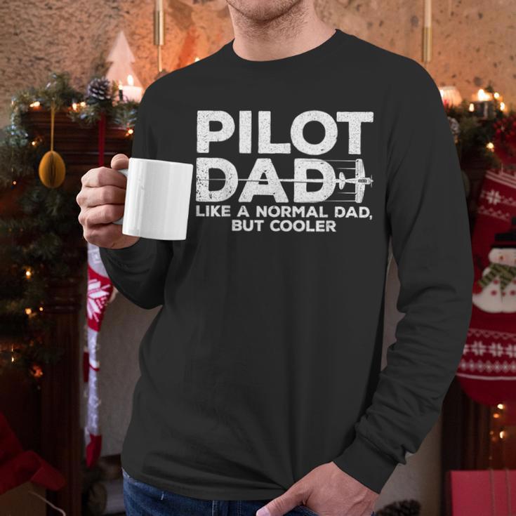 Pilot Art For Dad Men Aviation Airplane Aircraft Pilot Small Men Long Sleeve T-Shirt