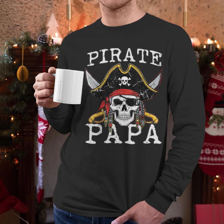 Pirate Papa Skull Family Matching Costume Dad Grandpa Men Men Long Sleeve T-Shirt