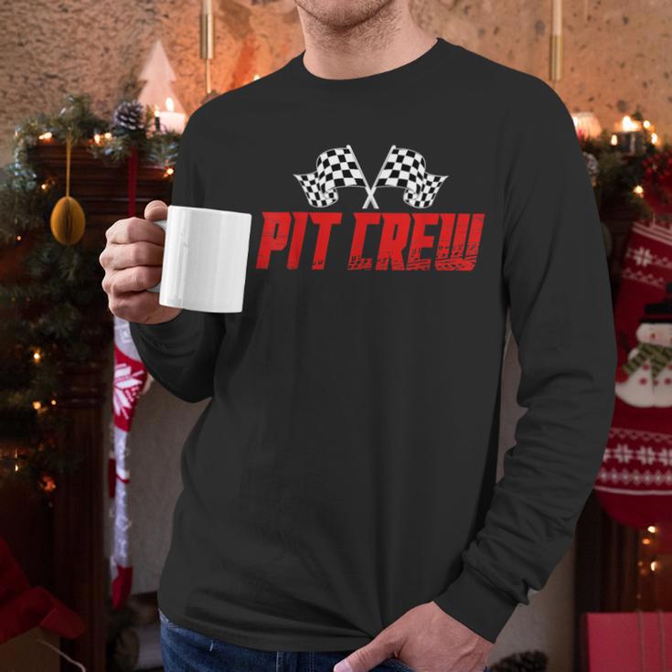 Pit Crew Family Racing Birthday Race Car For Dad Mom Kids Men Long Sleeve T-Shirt