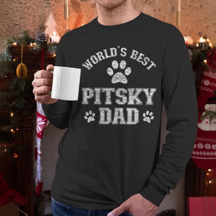 Pitsky Dog Dad World's Best Pitsky Daddy Men Women Girls Kids Men Long Sleeve T-Shirt