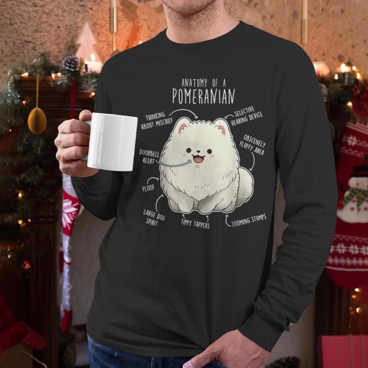 Pomeranian Anatomy Cute Pet Pom Mom Dog Dad For Men Women Girls Kids Men Long Sleeve T-Shirt