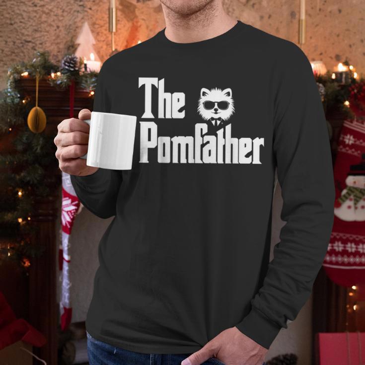 The PomFather Pomeranian Dog Dad Shirt Men Men Long Sleeve T-Shirt