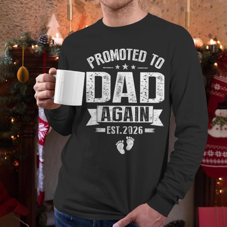 Promoted To Dad Again Est 2026 Pregnancy Announcement Men Long Sleeve T-Shirt