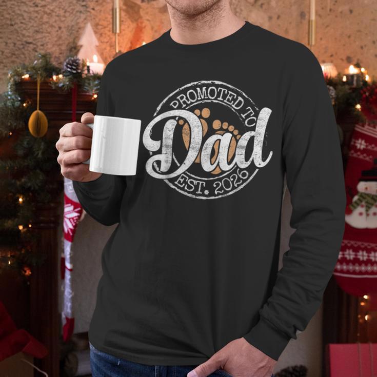 Promoted To Dad Est 2026 Stamp First Time Daddy To Be Men Long Sleeve T-Shirt