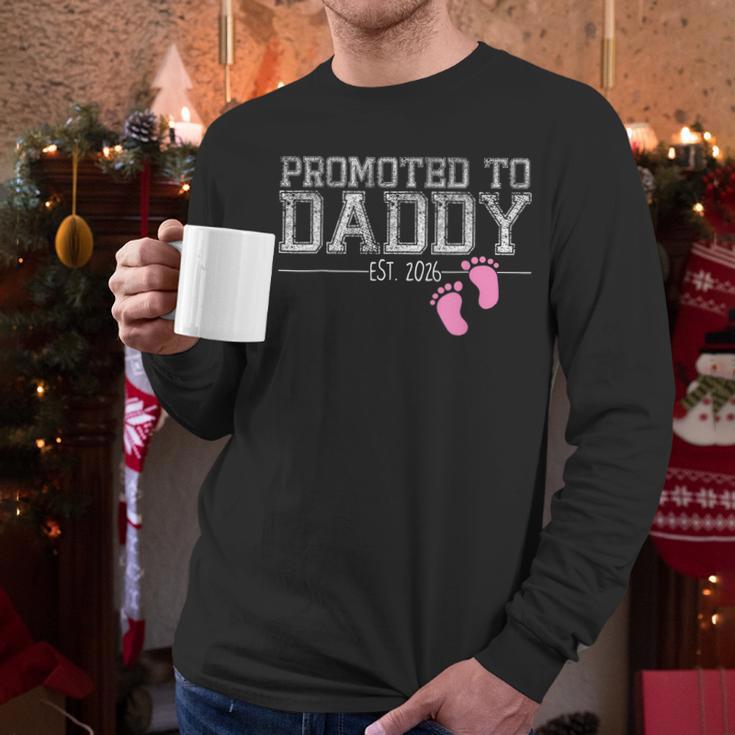 Promoted To Daddy Est 2026 Shirt New Daddy New Dad Men Long Sleeve T-Shirt