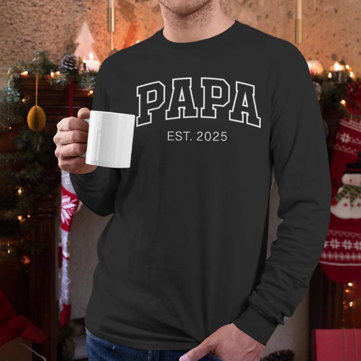 Promoted To Papa Est 2025 Dad To Be First Time Dad Men Long Sleeve T-Shirt