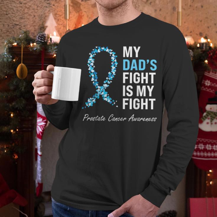 Prostate Cancer Awareness Light Blue Ribbon Dad Survivor Men Long Sleeve T-Shirt