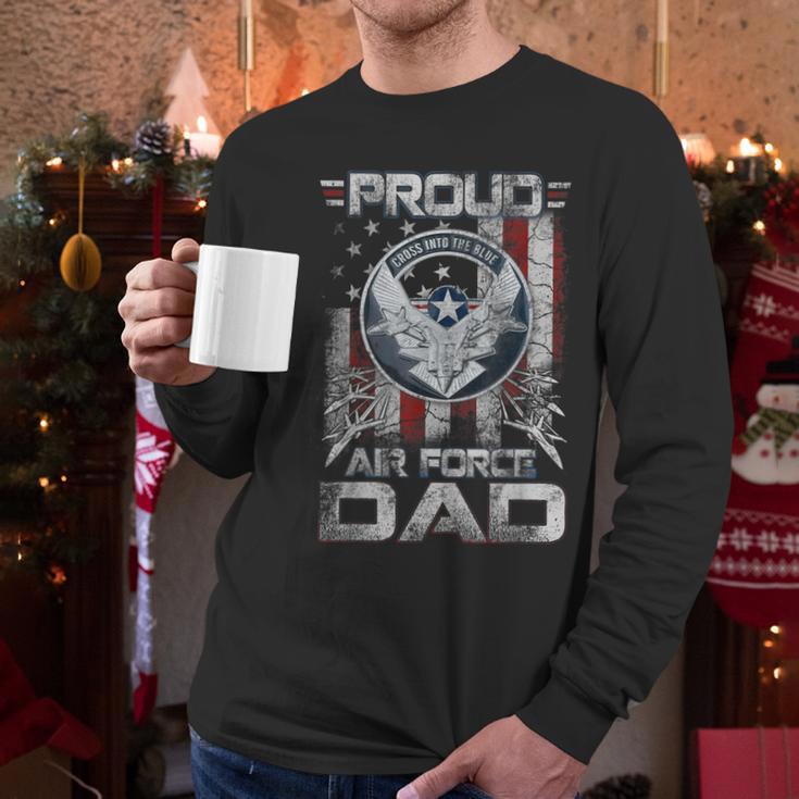 Proud Air Force Dad Shirt Military Family Fathers Day Men Long Sleeve T-Shirt