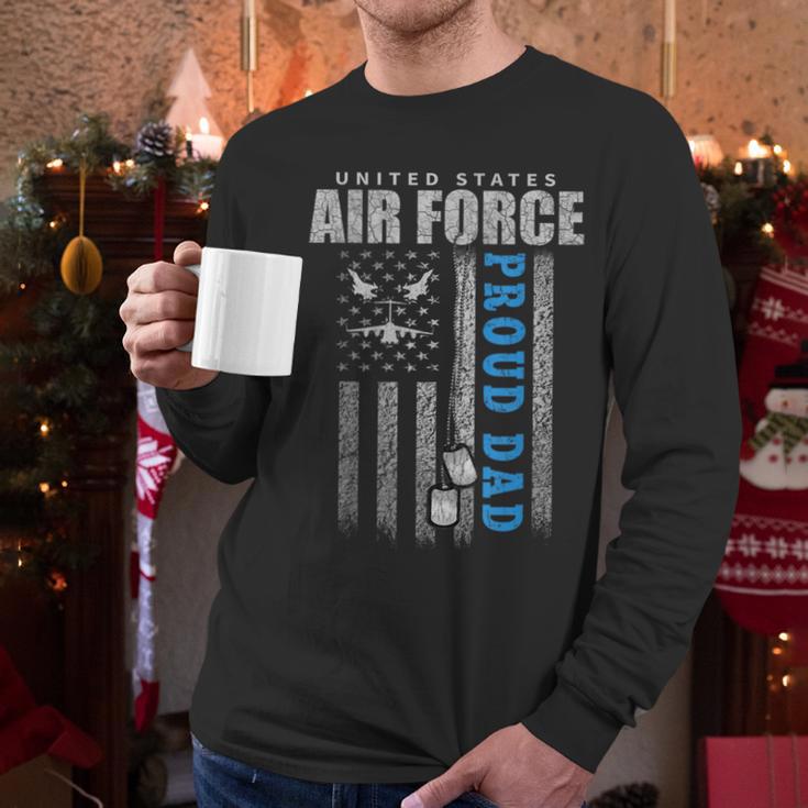 Proud Air Force Dad Of The US Air Force USA Flag Men Long Sleeve T-Shirt