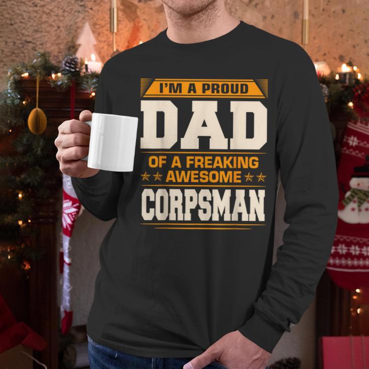 Proud Dad Of Awesome Corpsman Father's Day Men Long Sleeve T-Shirt