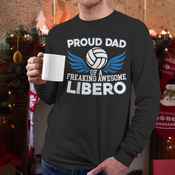 Proud Dad Of A Freaking Awesome Libero Volleyball Father Men Long Sleeve T-Shirt