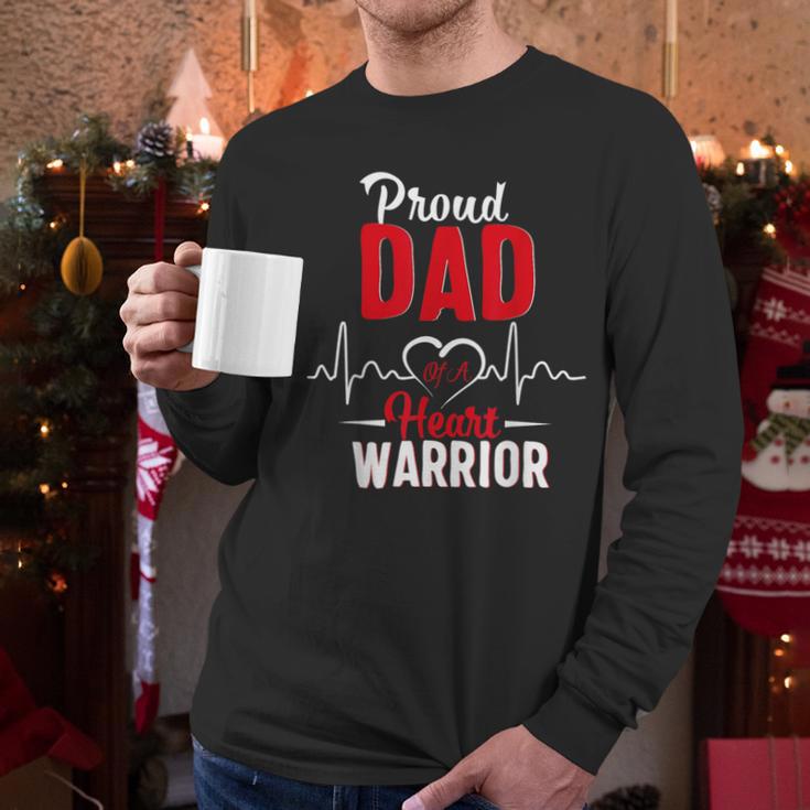 Proud Dad Of a Heart Warrior CHD Awareness Gift Men Long Sleeve T-Shirt