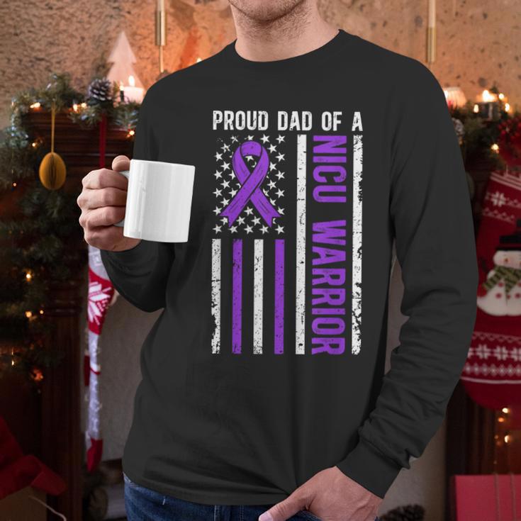 Proud NICU Dad Of NICU Warrior Micro Preemie Baby Father Men Long Sleeve T-Shirt