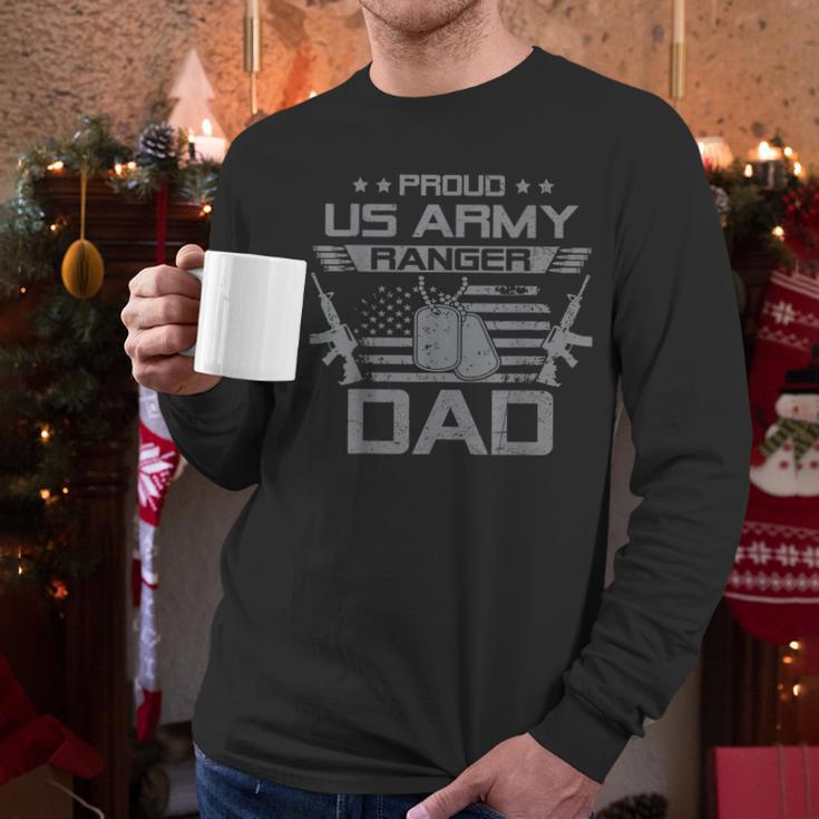 Proud US Army Ranger Dad Flag American USA Military Men Long Sleeve T-Shirt