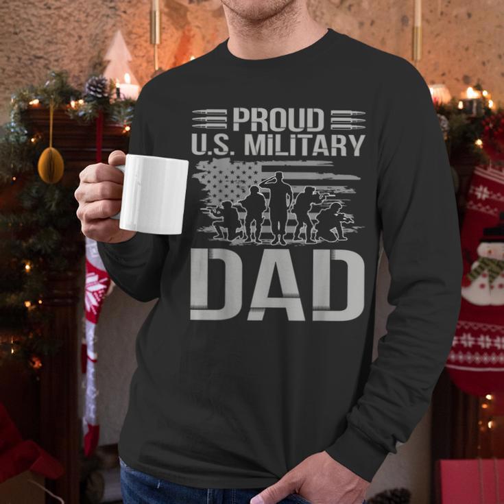 Proud Us Military Dad Father's Day For Dad Grandpa Veteran Men Long Sleeve T-Shirt