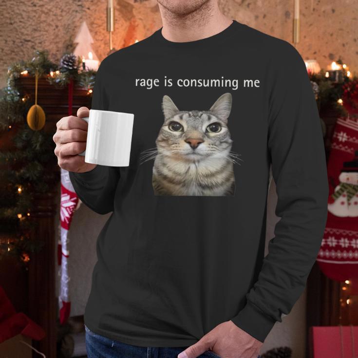 Rage Is Consuming Me Silly Staring Cat Meme Dad Mom Men Long Sleeve T-Shirt