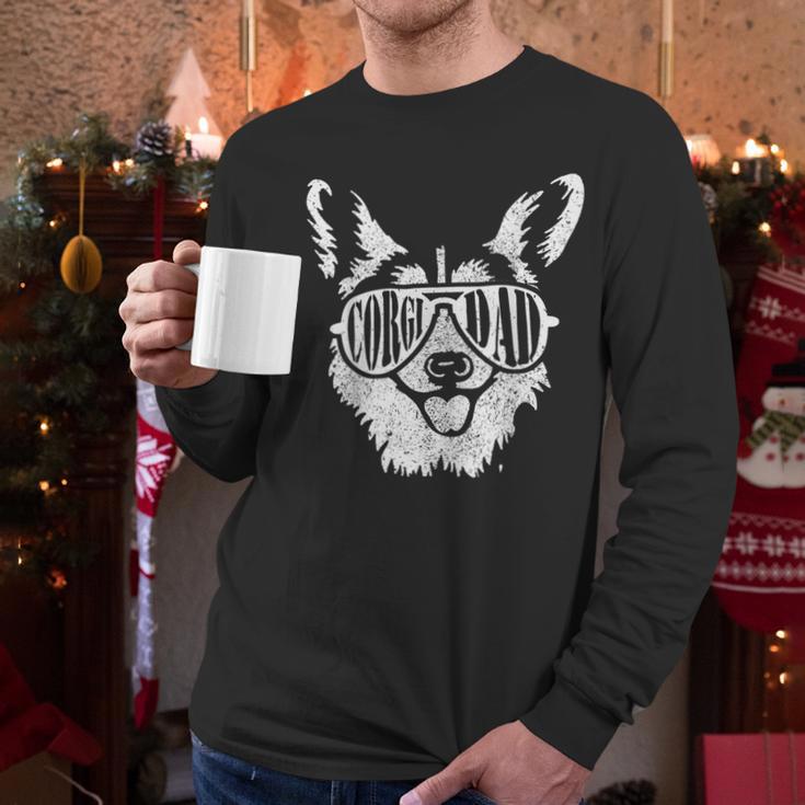 Retro Corgi Dad Dog Owner Pet Welsh Corgi Fathers Day Men Long Sleeve T-Shirt