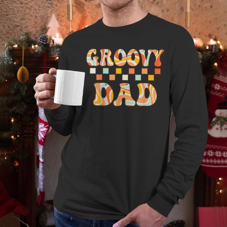 Retro Groovy Dad Matching Family 1st Birthday Party Men Long Sleeve T-Shirt