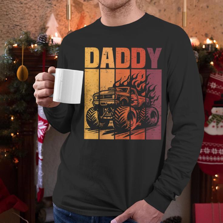 Retro Monster Truck Daddy Matching Family Birthday Party Men Long Sleeve T-Shirt