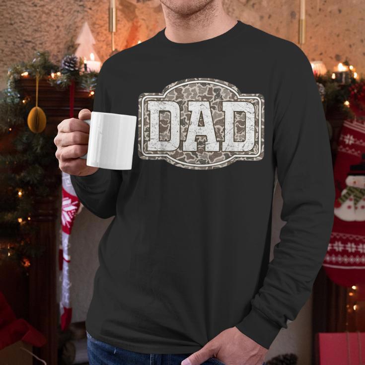 Retro Old Camo Dad Camouflage Hunting Season Father's Day Men Long Sleeve T-Shirt