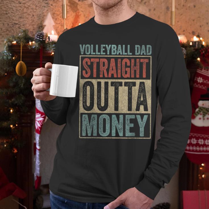 Retro Volleyball Dad Straight Outta Money Men Long Sleeve T-Shirt