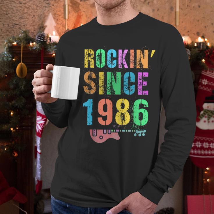 Rockin' Since 1986 Vintage Rockstar 40th Birthday Mom Dad 40 Men Long Sleeve T-Shirt