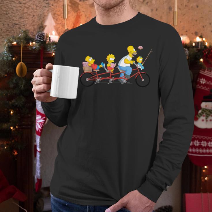 The Simpsons Father's Day Homer And Kids Bike Ride With Dad Men Long Sleeve T-Shirt