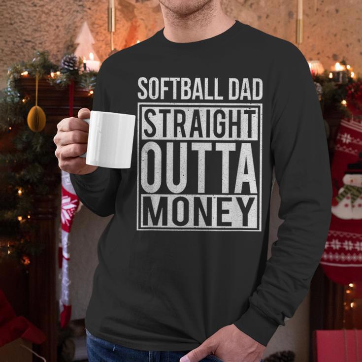 Softball Dad Straight Outta Money I Pitch T-Shirt Men Long Sleeve T-Shirt