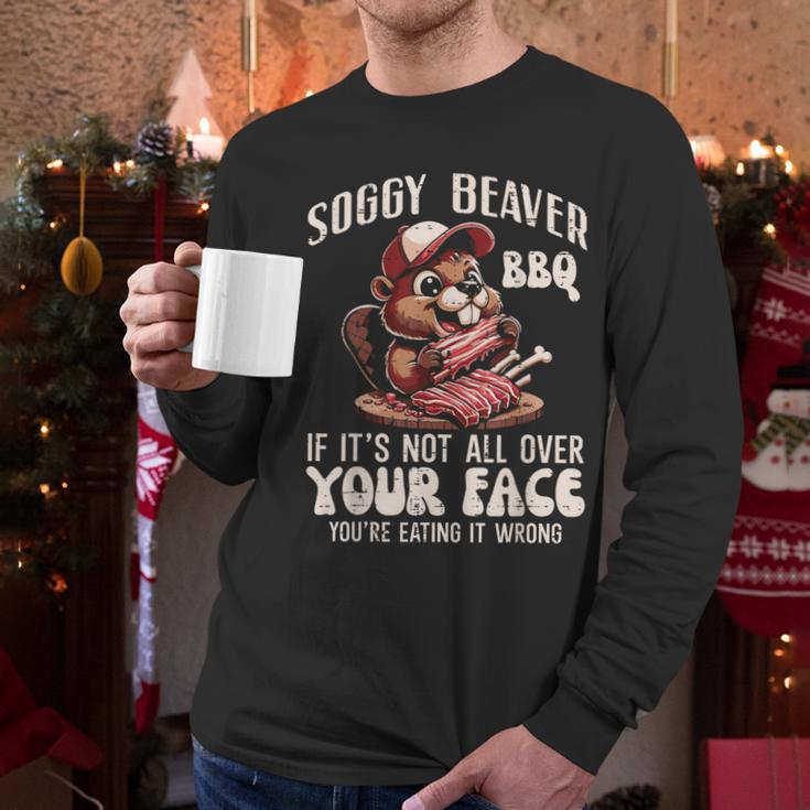 Soggy Beaver Bbq Barbecue Grill Master Humor Dad Men Men Long Sleeve T-Shirt