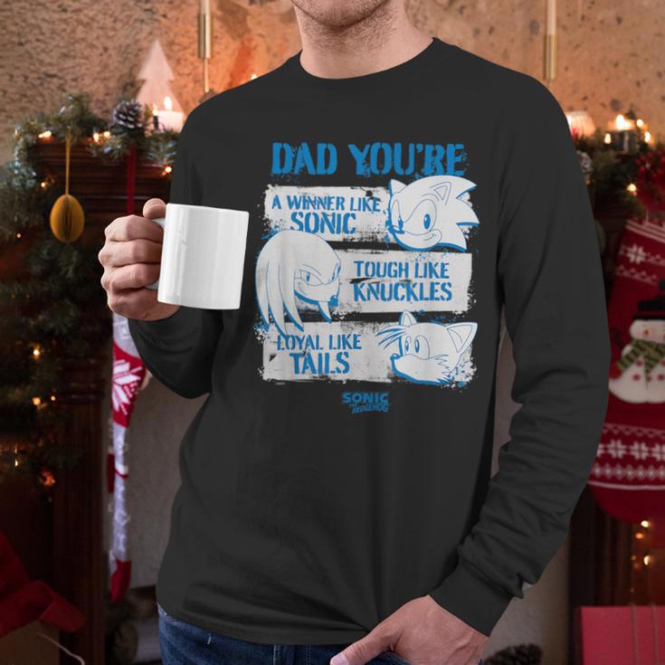 Sonic The Hedgehog Father's Day Dad Qualities Distressed Men Long Sleeve T-Shirt Sonic The Hedgehog Father's Day Dad Qualities Distressed Men Long Sleeve T-Shirt