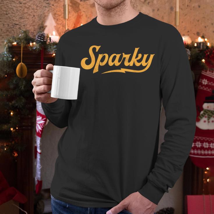 Sparky Electrician Lineman Dad Retro Vintage Novelty Men Long Sleeve T-Shirt