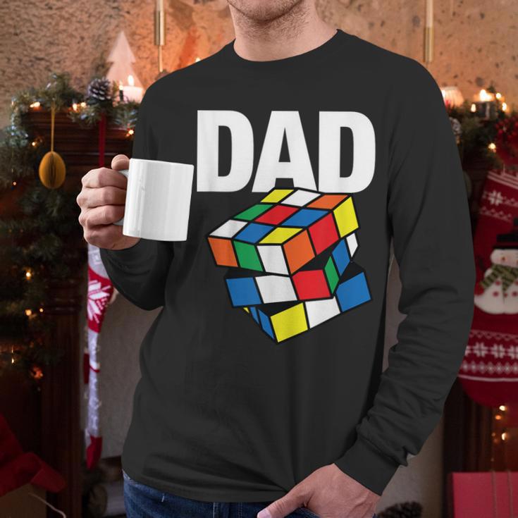 Speed Cubing Dad Puzzle Cuber Cube Kids Men Long Sleeve T-Shirt