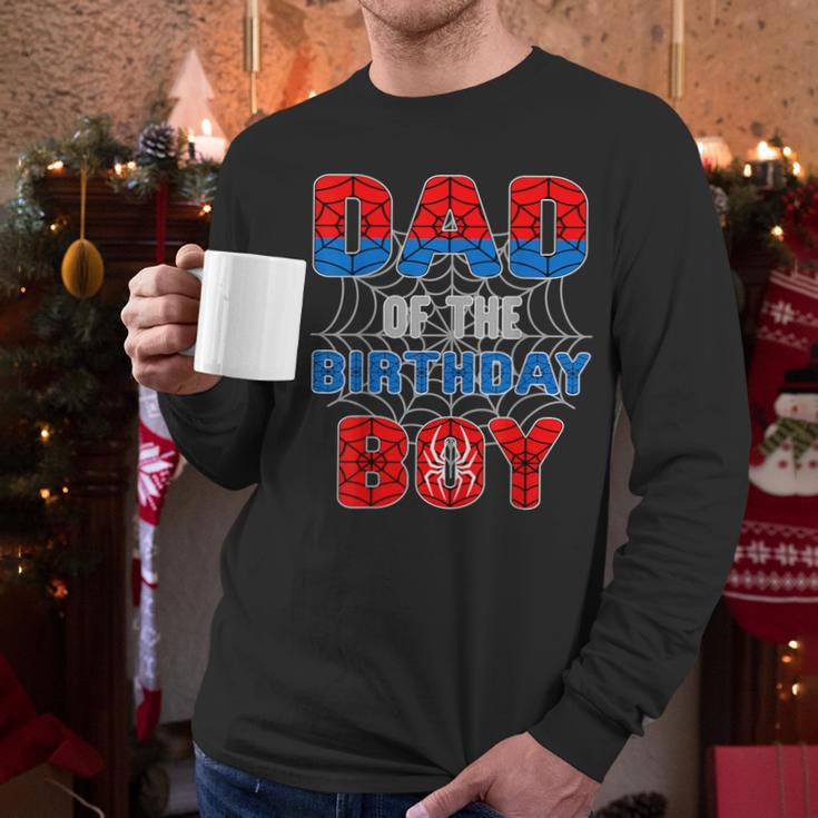 Spider Web Birthday Party Dad Of The Birthday Boy Men Long Sleeve T-Shirt