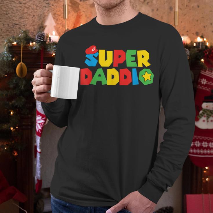 Super Gamer Dad Unleashed Celebrating Fatherly Powers Men Long Sleeve T-Shirt