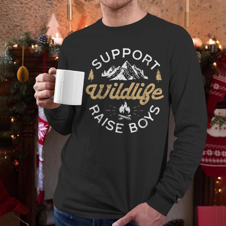 Support Wildlife Raise Boys Parent Mom & Dad Men Long Sleeve T-Shirt