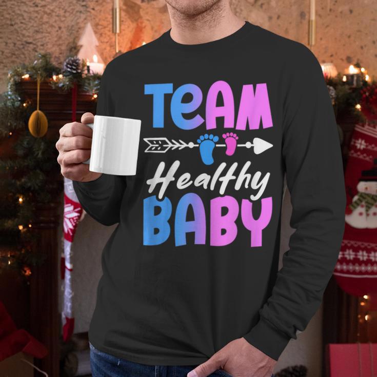 Team Healthy Baby Gender Reveal Pregnancy Mom Dad Men Long Sleeve T-Shirt