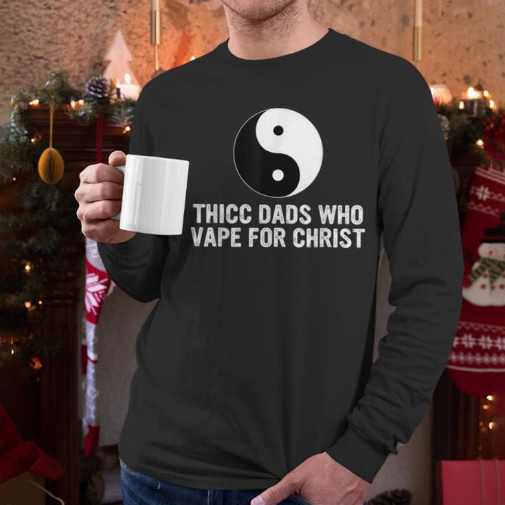 Thicc Dads Who Vape For Christ Father Day Men Long Sleeve T-Shirt