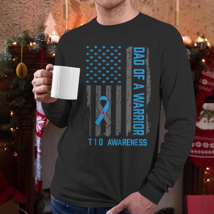 Type 1 Diabetes Awareness T1D Dad Of Warrior Type 1 Diabetic Men Long Sleeve T-Shirt