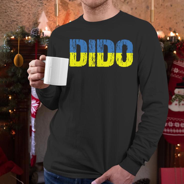 Ukrainian Dido Grandfather Dad Ukraine Flag Distressed Men Long Sleeve T-Shirt