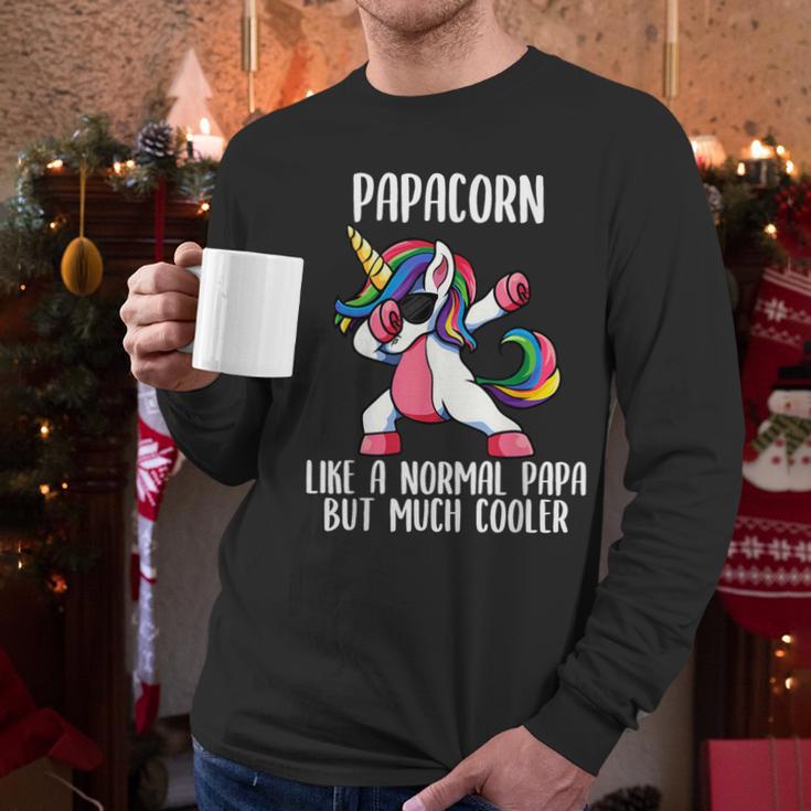 Unicorn Dad Girl Birthday Party Clothing Papacorn Men Long Sleeve T-Shirt