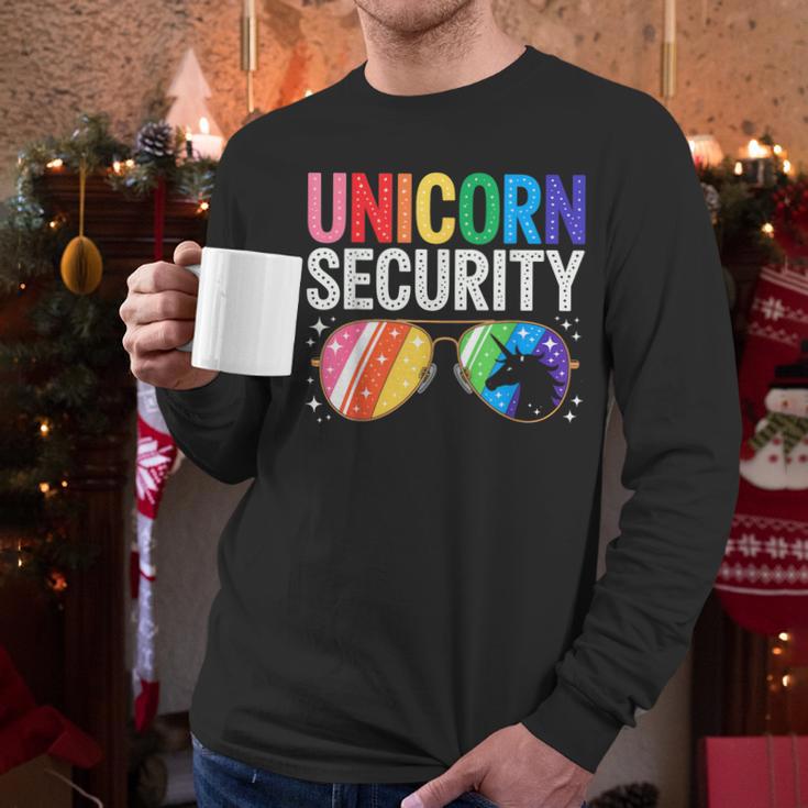 Unicorn Security Birthday Family Halloween Costume Mom Dad Men Long Sleeve T-Shirt