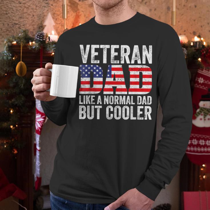 Veteran Dad Like A Normal Dad But Cooler American Flag Men Long Sleeve T-Shirt